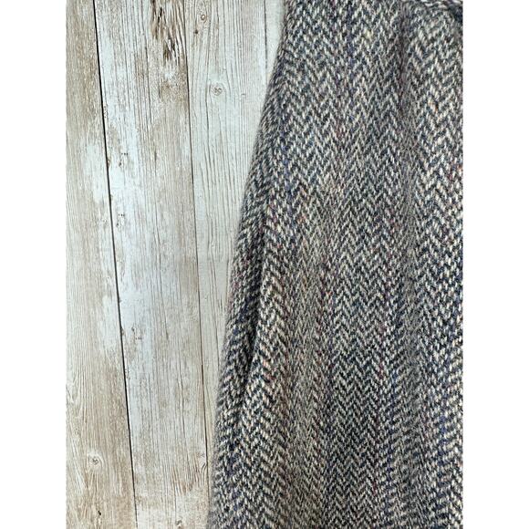 Vintage Jos A Bank Clothier Wool Skirt Womens 8 Blue Pink Pleated Chevron Tweed - Picture 4 of 8